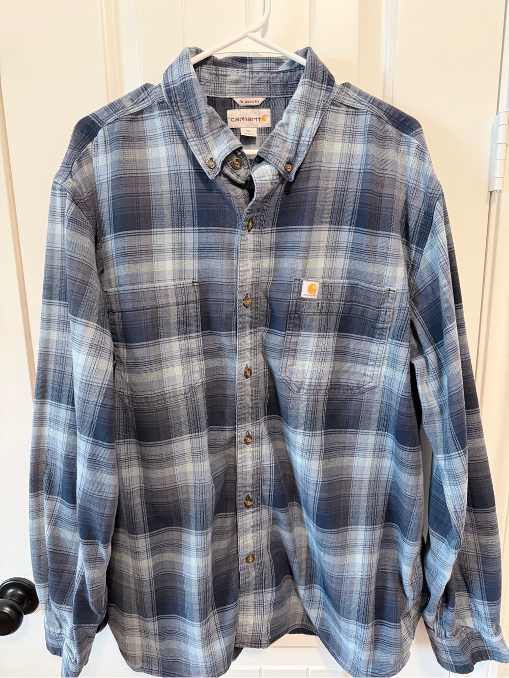 Carhartt Men's Blue Plaid Button-Down Shirt